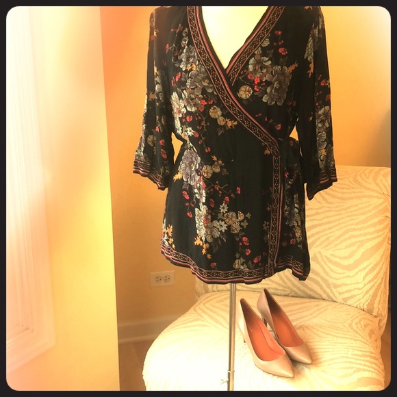 Soft Surroundings Black floral blouse - Picture 1 of 5